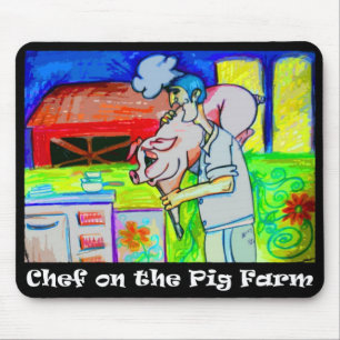 Cozinheiro chefe na fazenda de porco Mousepad