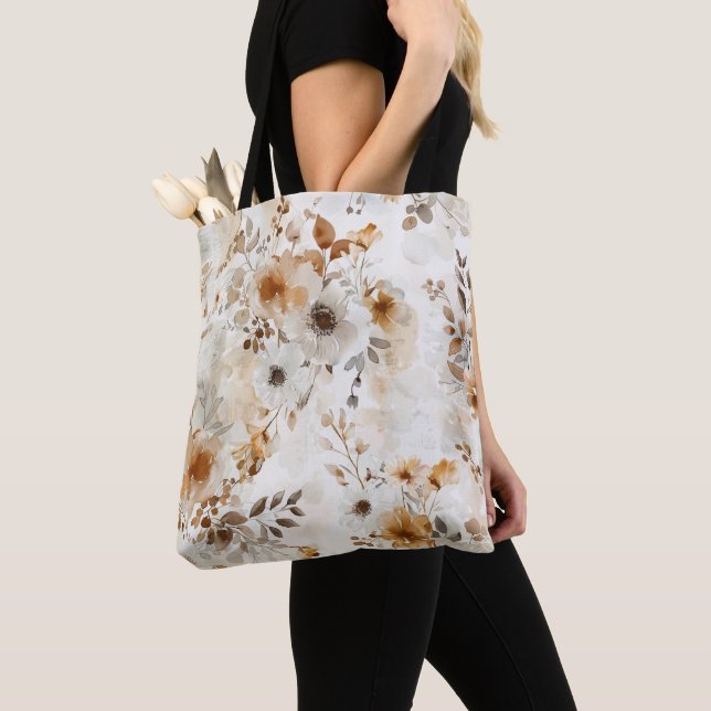 Cozy Autumn Floral Impressão Tote Bag (Close Up)