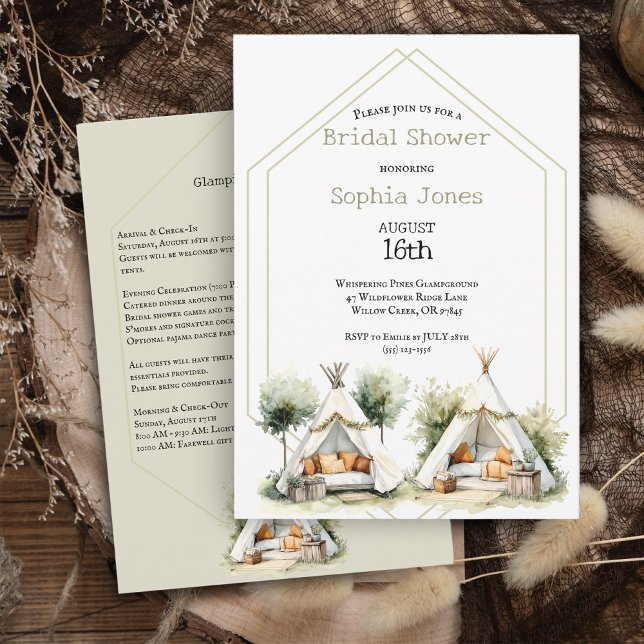 Cozy boho Glamping tenda de lona convite de desped (Criador carregado)