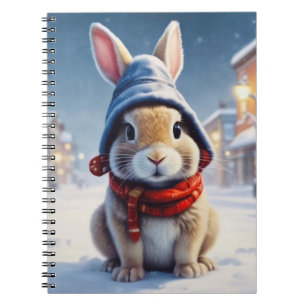 Cozy bunny no caderno de neve
