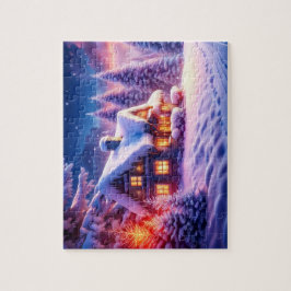 Cozy Cabine Na Wonderland De Inverno Quebra-cabeça