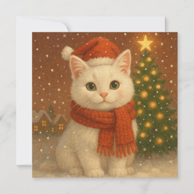 Cozy Christmas Cat Flat Card (Frente)