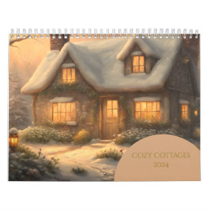 Cozy Cottages AI Gerado Calendário de Parede Art 2