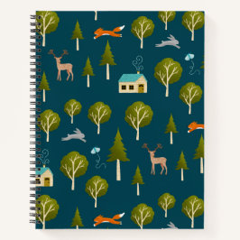 Cozy Forest Cabin and Animals Notebook
