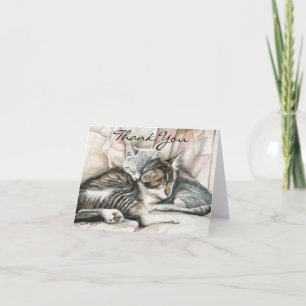 Cozy Kittens Cat Art Cartões de agradecimentos