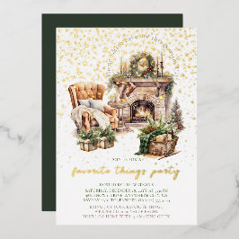 Cozy Natal coisas favoritas Foil Convite