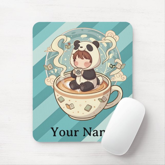  Cozy Panda Brew Office Mouse Pad (Com mouse)
