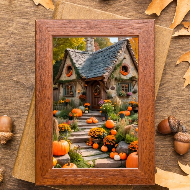 Cozy Pumpkin Cottage Autumn Harvest Wall Poster (Criador carregado)