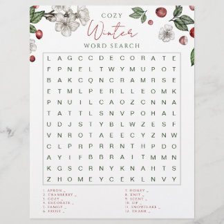 Cozy Winter Word Search Game 