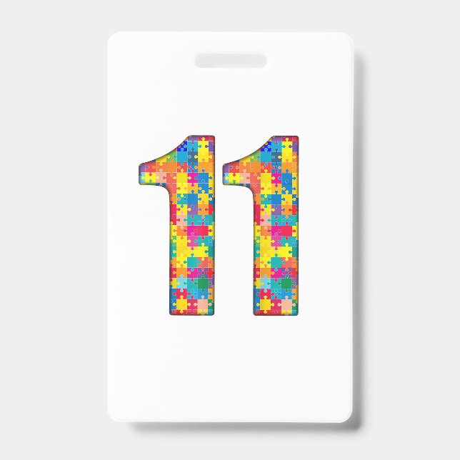 Crachá 11 Birthday Autism Insert For Boy Girl (Frente)
