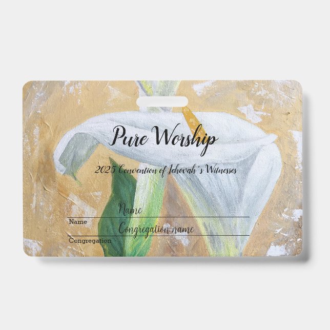 Crachá 2025 Pure Worship acrylics customize text (Frente)