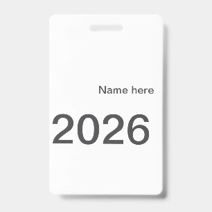 Crachá 2026 2027 2028 nome título aqui ano letra negrito 