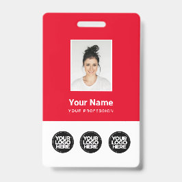 Crachá 3 Logotipos Múltiplos Foto do Funcionário, Código 