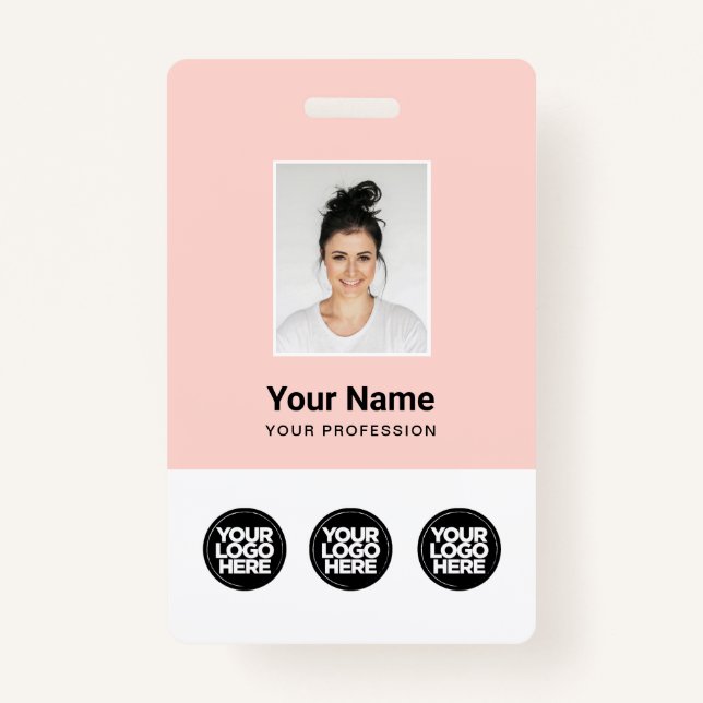 Crachá 3 Logotipos Múltiplos Foto do Funcionário, Código  (Frente)