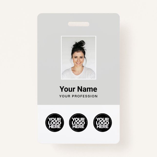 Crachá 3 Logotipos Múltiplos Foto do Funcionário, Código  (Frente)