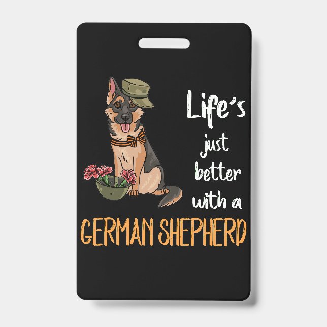 Crachá 4 A vida é melhor com um German shepherd (Frente)