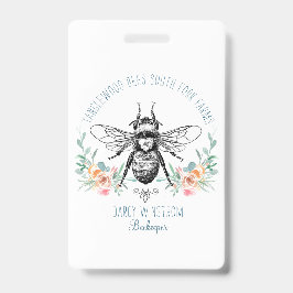 Crachá Abelha Melífera Floral Desenhada à Mão Caprichosa