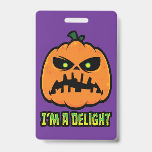 Crachá Abobrinha de Jack-O-Lantern Deliciosamente Mal-Hum