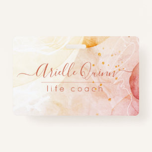 Crachá Abstrato Watercolor Shapes Rosa Script Life Coach