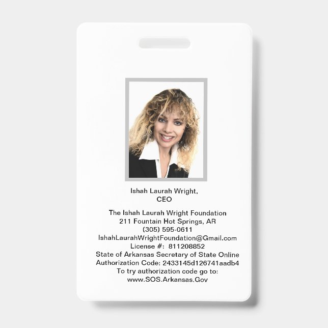 Crachá Academia e Universidade Ishah Laurah Wright (Frente)