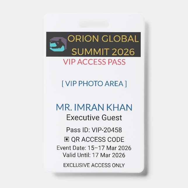 Crachá Access Badge Identification | Conference (Frente)