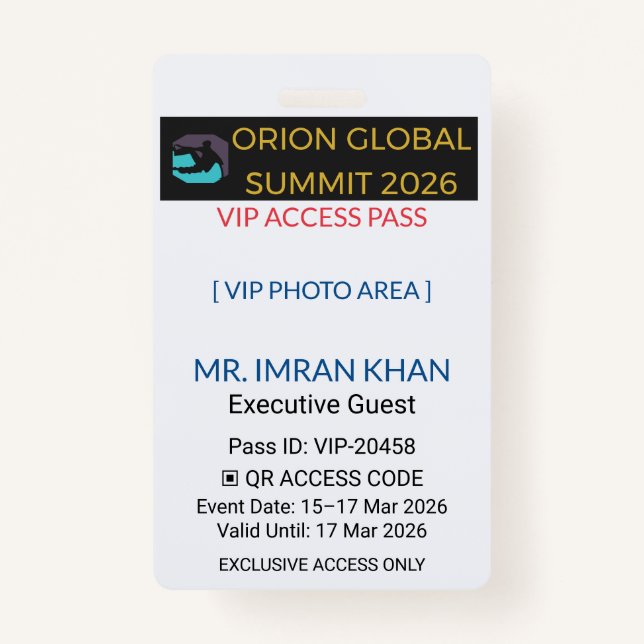 Crachá Access Badge Identification | Conference (Frente)