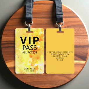 Crachá Acesso Total VIP Personalizado Abstrato Aquarela A