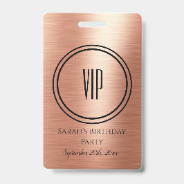 Crachá Acesso VIP à Festa de aniversário preta Dourada El