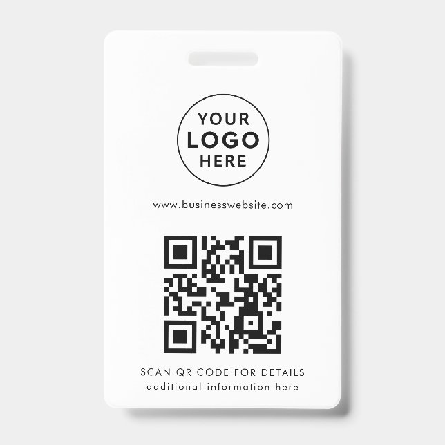 Crachá Add QR Code and Business Logo Custom (Frente)
