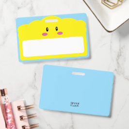 Crachá Adesivo de Nome Cute Kawaii Nuvem para Crianças da