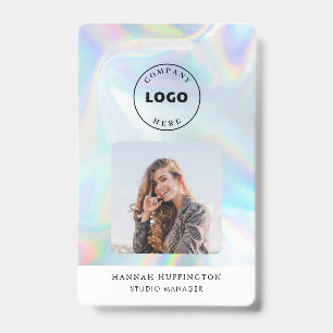 Crachá Adicionar logotipo Código QR holográfico ID Foto F
