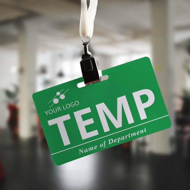 Crachá Adicione o seu logotipo Temp Verde Branco (Criador carregado)