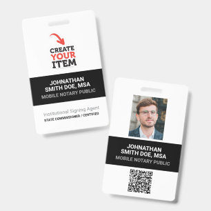 Crachá Adicione seu Logo Código QR de ID de Notário Públi