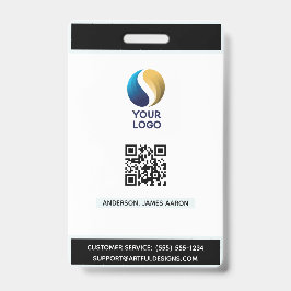 Crachá Adicione Seu Logotipo com Código QR preto Corporat