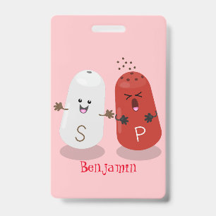 Crachá Adoráveis saleiros e pimenteiros kawaii estilo des