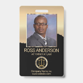 Crachá Advogado em Preto e Dourado