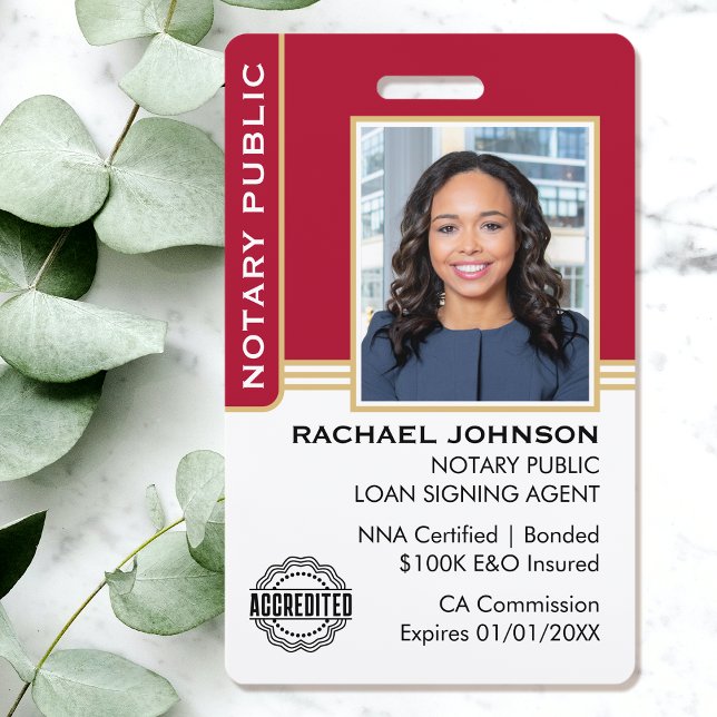 Crachá Agente de Emissão de Empréstimo Notário Público ID (Criador carregado)