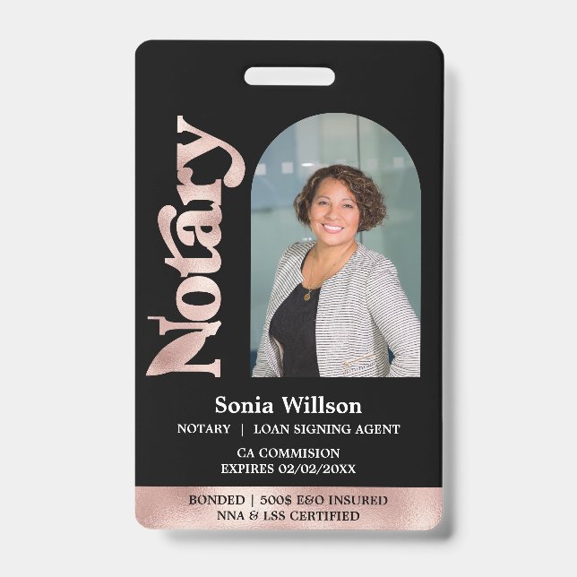 Crachá Agente Elegante de Assinatura de Empréstimo Notári (Frente)