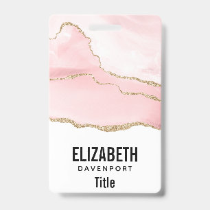Crachá Agite de Blush Rosa com Elegante de Fita Dourada