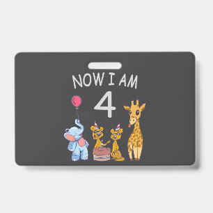 Crachá Agora eu tenho 4 anos de idade 4º Aniversário no Z