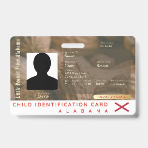 Crachá Alabama - Minha Pequena Identificação de Criança d