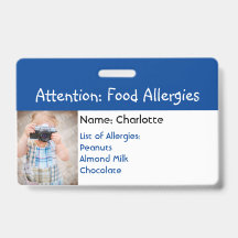 Alerta de Alergia Alimentar Badge personalizado co