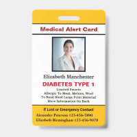 Alerta de Emergência de Alergia Médica Foto ID Per