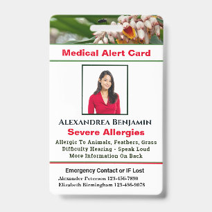 Crachá Alerta de Emergência Médica para Alergia Foto ID P