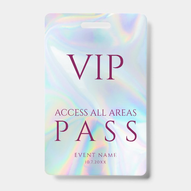 Crachá All Access Pass Holographic VIP Festival Custom (Front)