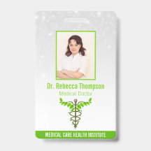 Alternativo Médico Caduceus Green Folaves White ID