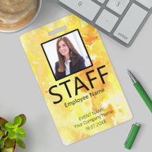 Crachá Amarelo de Evento de Funcionarios Personali