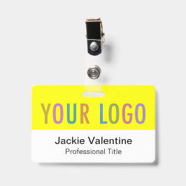 Crachá Amarelo PVC Nome Logotipo Horizontal Tag ID