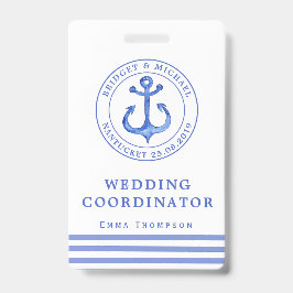 Crachá Âncora Náutica Azul | Planejador de Casamento