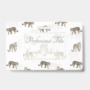 Crachá Animais de Jungla Leopardo Dourado Branco Moderno
